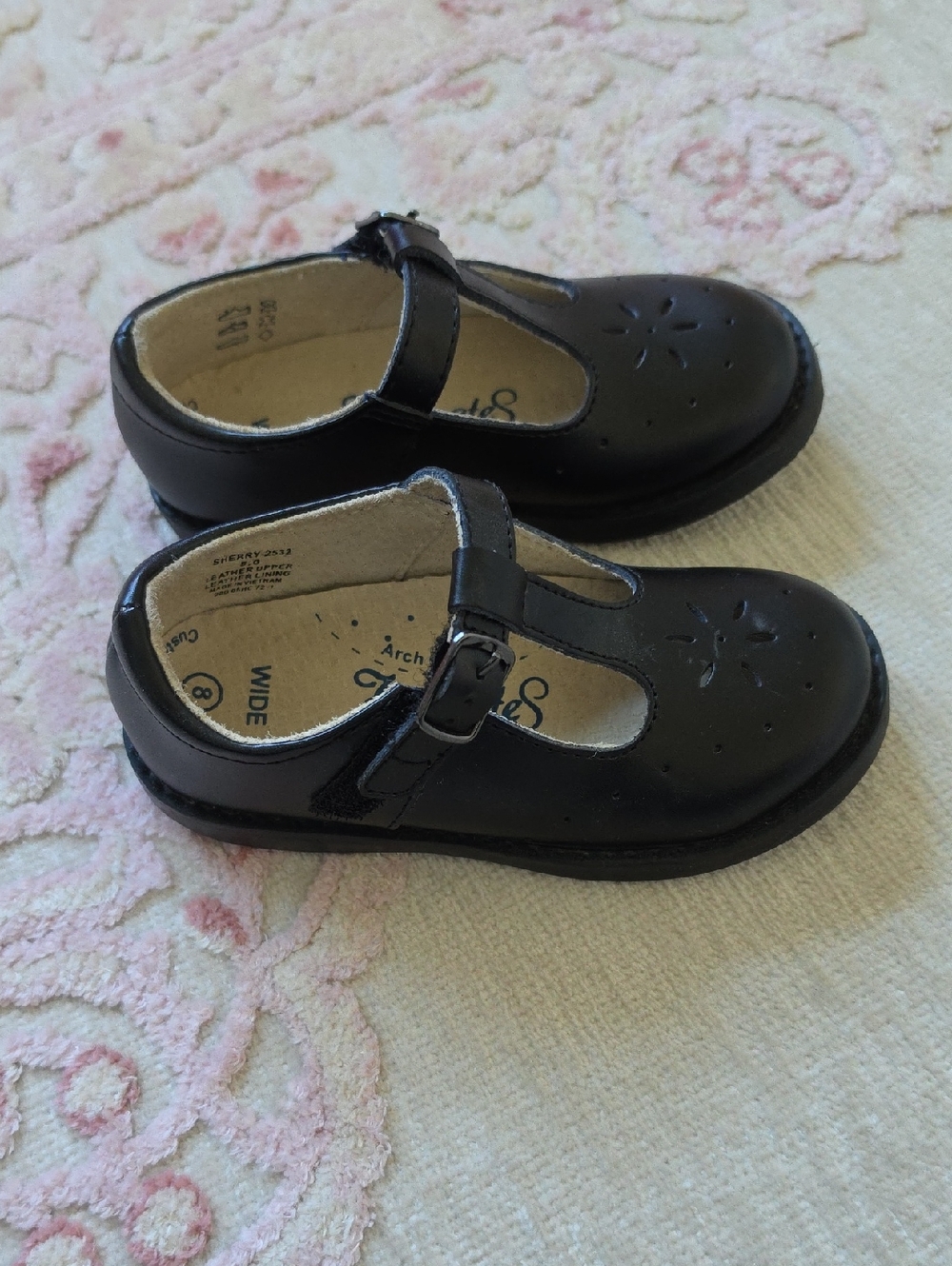 Girl Toddler Footmates Black 8 Wide